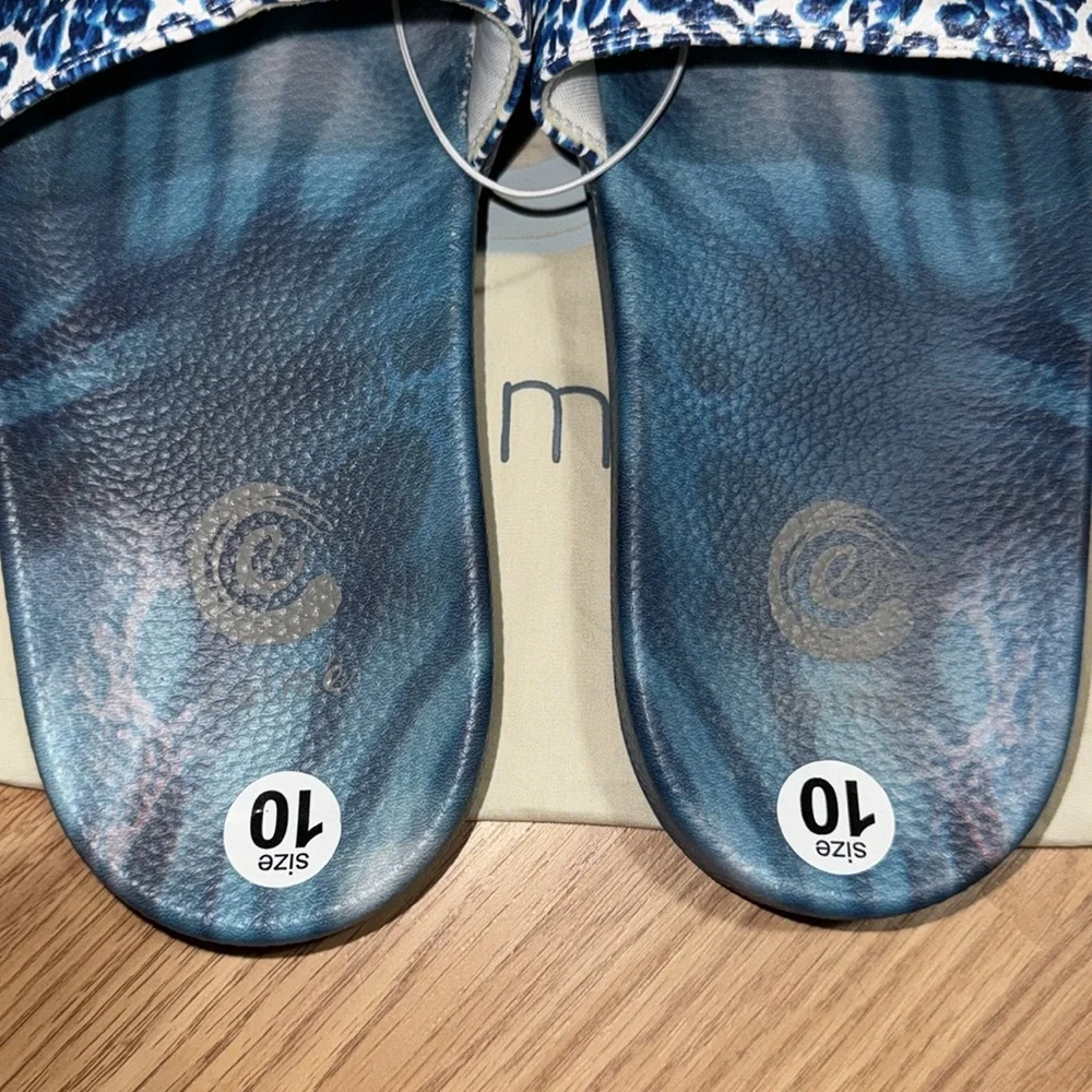 New Johnny Was Calme Blue Tiger Slides Size 10 - Picture 3 of 4